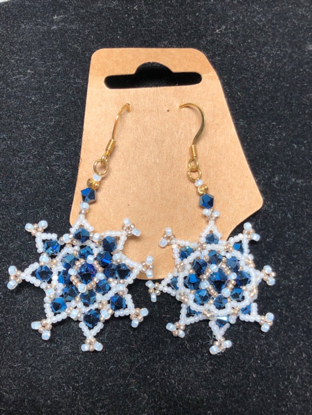 Snowflake crystal glass bead earrings